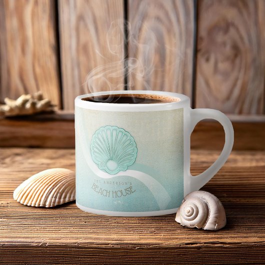 Beach House Clam Muschel Aqua Blue ID623 Espressotasse