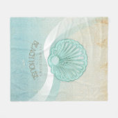 Beach House Clam Muschel Aqua Blue ID623 Fleecedecke (Vorderseite (Horizontal))