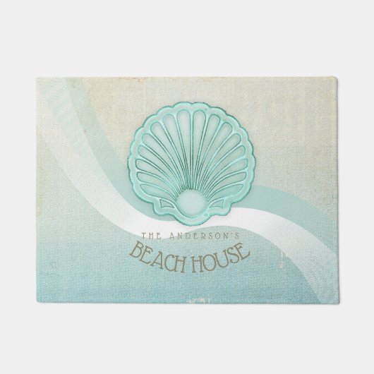 Beach House Clam Muschel Aqua Blue ID623 Fußmatte (Vorderseite)