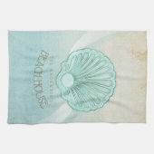 Beach House Clam Muschel Aqua Blue ID623 Geschirrtuch (Horizontal)