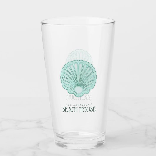 Beach House Clam Muschel Aqua Blue ID623 Glas (Vorderseite)