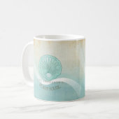 Beach House Clam Muschel Aqua Blue ID623 Kaffeetasse (Vorderseite Links)