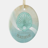 Beach House Clam Muschel Aqua Blue ID623 Keramik Ornament (Rechts)