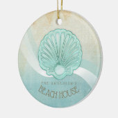 Beach House Clam Muschel Aqua Blue ID623 Keramik Ornament (Links)