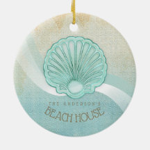 Beach House Clam Muschel Aqua Blue ID623