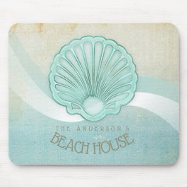 Beach House Clam Muschel Aqua Blue ID623 Mousepad