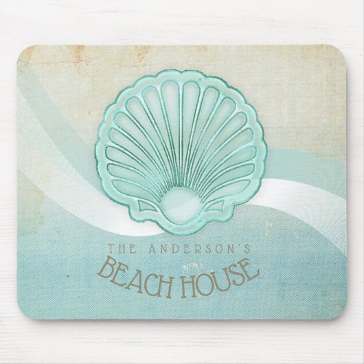 Beach House Clam Muschel Aqua Blue ID623 Mousepad (Vorne)