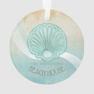 Beach House Clam Muschel Aqua Blue ID623 Ornament