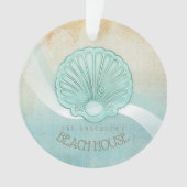 Beach House Clam Muschel Aqua Blue ID623 Ornament (Vorderseite)