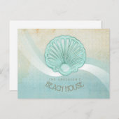 Beach House Clam Muschel Aqua Blue ID623 Postkarte (Vorne/Hinten)