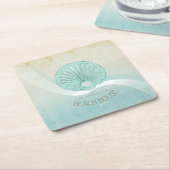 Beach House Clam Muschel Aqua Blue ID623 Rechteckiger Pappuntersetzer (angewinkelt)