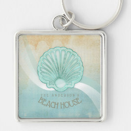 Beach House Clam Muschel Aqua Blue ID623 Schlüsselanhänger