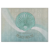 Beach House Clam Muschel Aqua Blue ID623 Schneidebrett (Vorderseite)