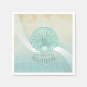 Beach House Clam Muschel Aqua Blue ID623 Serviette (Vorderseite)