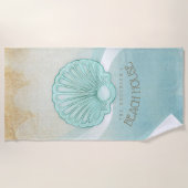 Beach House Clam Muschel Aqua Blue ID623 Strandtuch (Vorderseite)