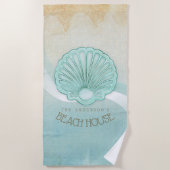 Beach House Clam Muschel Aqua Blue ID623 Strandtuch (Vorderseite)