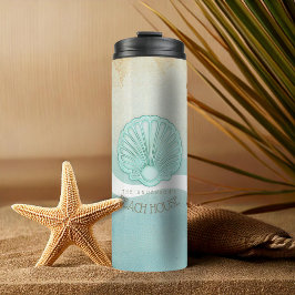 Beach House Clam Muschel Aqua Blue ID623 Thermosbecher