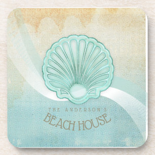 Beach House Clam Shell Aqua Blue ID623 Getränkeuntersetzer