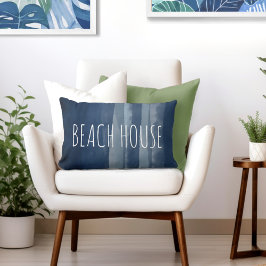 Beach House Coast Navy Blue Lumbar Pillow Lendenkissen