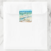 Beach House Coastal Artwork Life's A Beach Quadratischer Aufkleber (Tasche)
