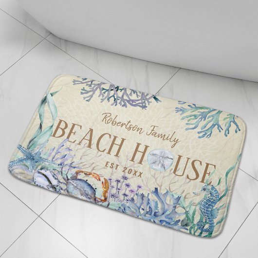 Beach House Coastal Coral Reef Familie Badematte