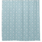 Beach House Coastal Egg Blue Nautical Anchors Duschvorhang (Vorderseite)