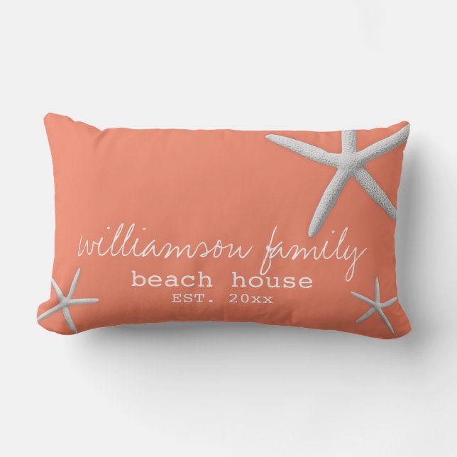 Beach House Coastal Starfish Light Coral Lendenkissen (Vorderseite)
