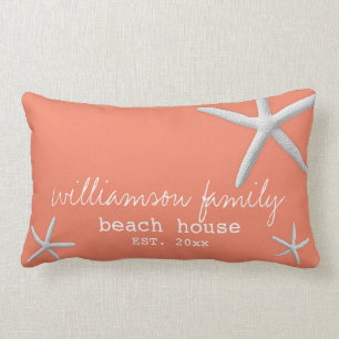 Beach House Coastal Starfish Light Coral Lendenkissen