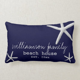 Beach House Coastal Starfish Navy Blue Lendenkissen