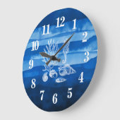 Beach House Coral Seepferd Blue Large Clock Große Wanduhr (Winkel)