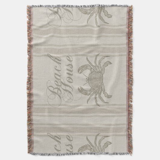 Beach House Crab Küste Vintag Decke (Vorderseite Vertikal)