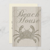 Beach House Crab Küste Vintag Einladung (Vorne/Hinten)