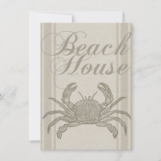 Beach House Crab Küste Vintag Einladung (Vorderseite)