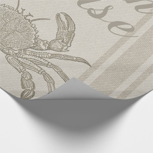 Beach House Crab Küste Vintag Geschenkpapier (Ecke)