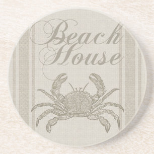 Beach House Crab Küste Vintag Getränkeuntersetzer