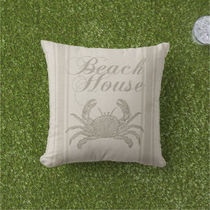 Beach House Crab Küste Vintag Kissen