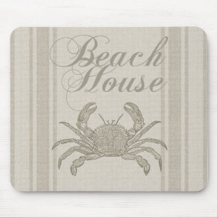 Beach House Crab Küste Vintag Mousepad
