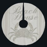 Beach House Crab Küste Vintag Polyester Weihnachtsbaumdecke<br><div class="desc">Dieses Strandhaus Krabbengeschenk ist ein beruhigendes Strandgeschenk. Das Bild hat einen sandfarbenen Hintergrund mit einem Muster, das wie Leinwand aussieht. Das ist perfekt für das Strandhaus und bringt Sie in die Stimmung des Sommers. Die Dekoration im Strandhaus sollte beruhigend sein und sich wie ein lässiger Strand fühlen. Für ein Wassergefühl...</div>
