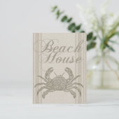 Beach House Crab Küste Vintag Postkarte (Stehend Vorderseite)