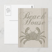 Beach House Crab Küste Vintag Postkarte (Vorne/Hinten)