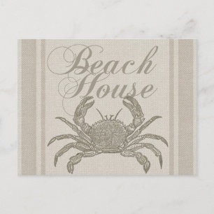 Beach House Crab Küste Vintag Postkarte