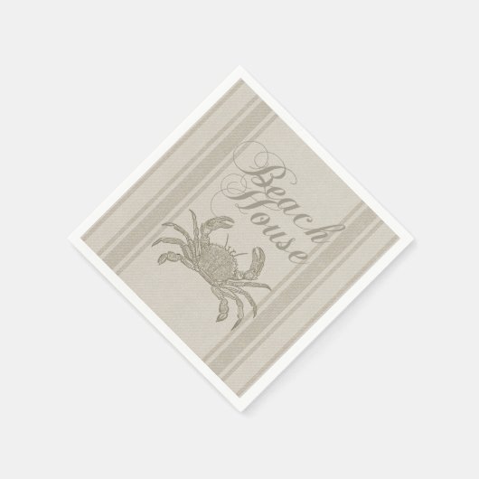 Beach House Crab Küste Vintag Serviette (Ecke)