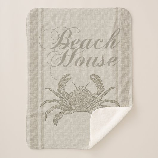 Beach House Crab Küste Vintag Sherpadecke (Vorderseite)