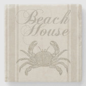 Beach House Crab Küste Vintag Steinuntersetzer (Vorderseite)