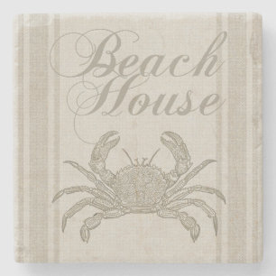 Beach House Crab Küste Vintag Steinuntersetzer
