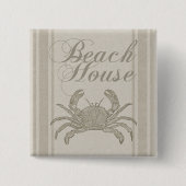Beach House Crab Seashore Button (Vorderseite)