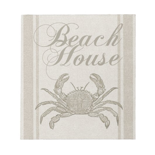 Beach House Crab Seashore Notizblock (Vorderseite)
