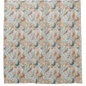 Beach House Curtain Ivory and Blue Maritime Charm Duschvorhang (Vorderseite)