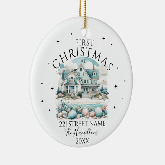 Beach House Custom Christmas Keramik Ornament (Rechts)