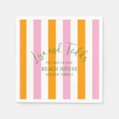Beach House Custom Oink Orange Cabana Strip Serviette (Vorderseite)